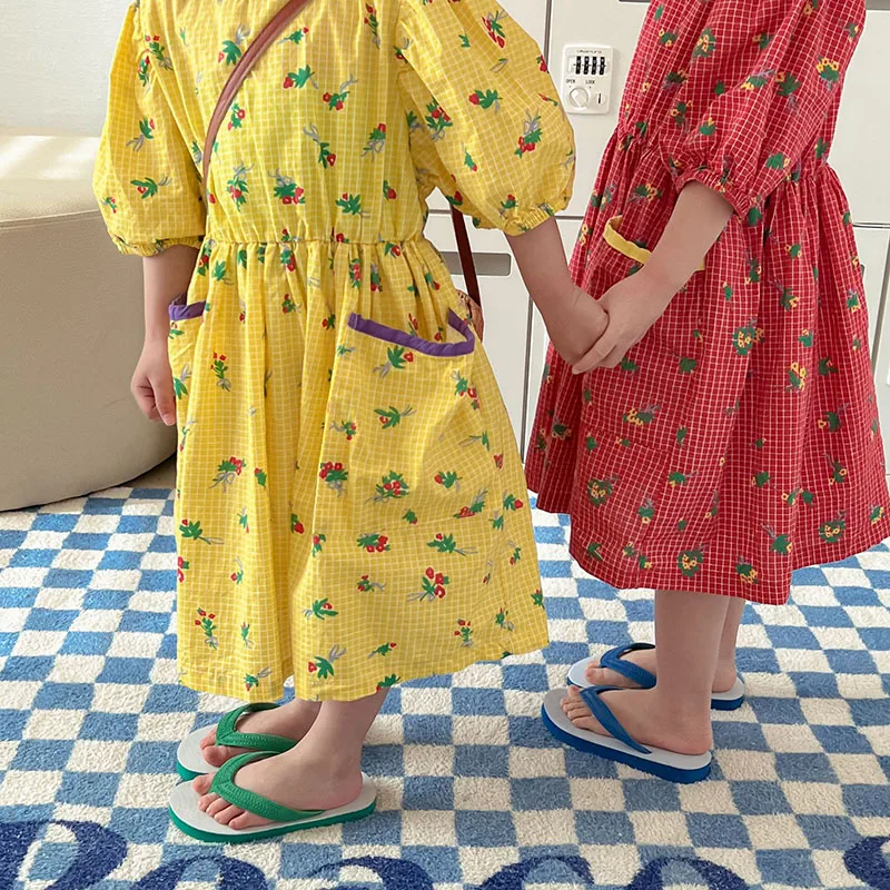 Cotton Floral Girls Short Sleeve Dress