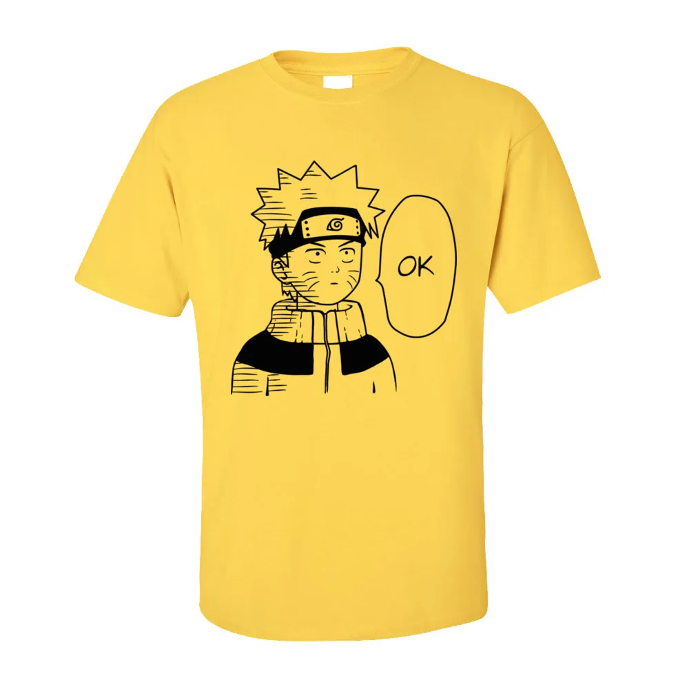 Tees Ok Summer/Fall Coupons Printed Short Sleeve 100% Cotton Crewneck Men's T-shirts Printed T-Shirt Wholesale Ok - Naruto-179 yellow