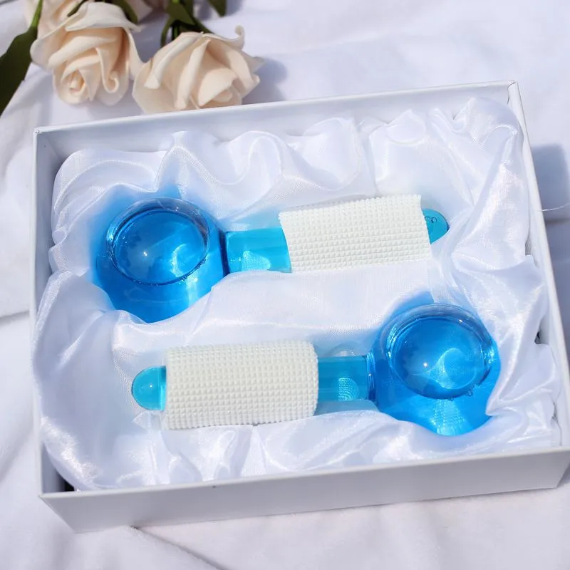 Shopify дропшиппинг 1 пара волшебный охлаждающий ролик мяч массажные инструменты для лица и шеи ледяной шар, крио глобус магия - Цвет: Синий