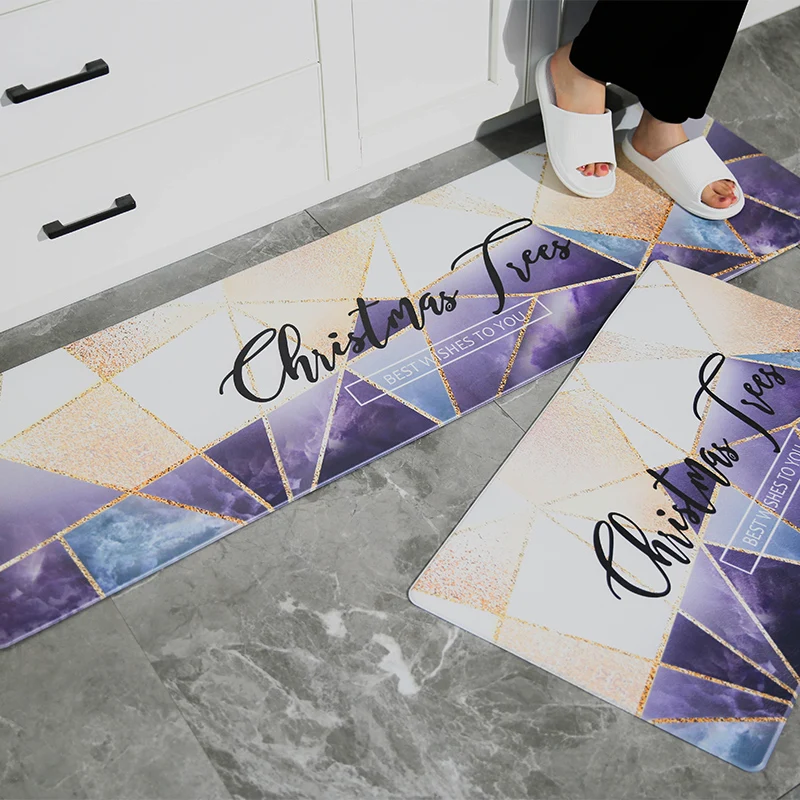 Nordic net red kitchen floor mat oil-proof waterproof strip anti-skid foot mat into doorway mat household carpet - Цвет: 14