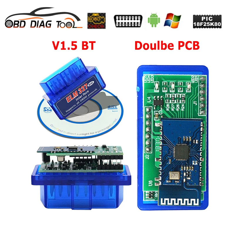 Автомобильный сканер ELM327 V1.5 Bluetooth чип PIC18F25K80 OBD2 ELM 327 1 5 BT/WIFI | Автомобили и