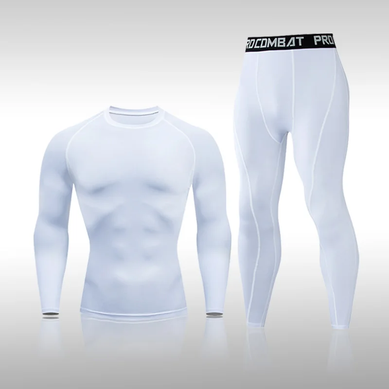 

Men's Long-Sleeved Solid Color Compression Quick-Drying Sports Underwear Set Riding Running Fitness Gym Rashguard Sportswear