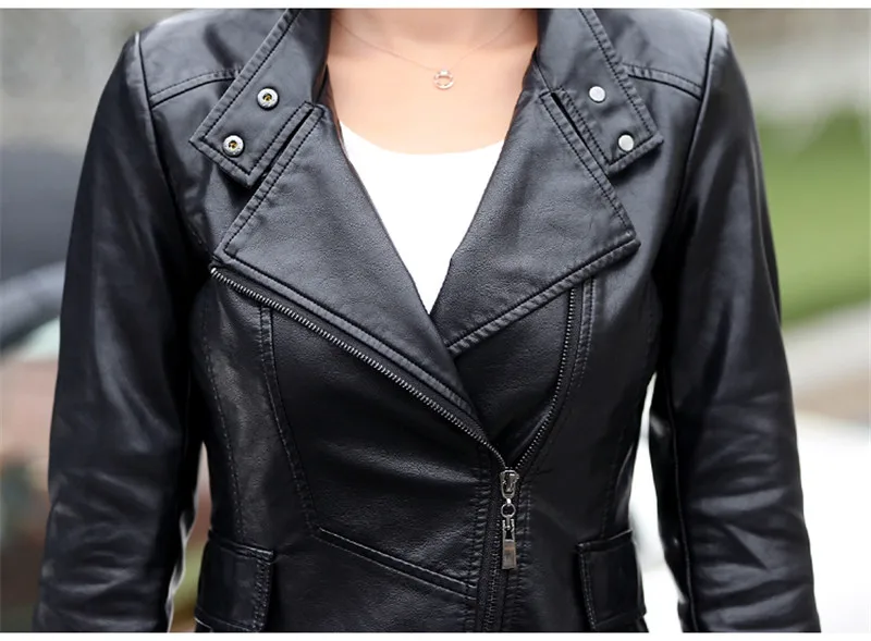 Большие размеры leather кожаная куртка женская осенняя модная Лоскутная Длинная женская куртка высокого качества PU верхняя одежда для мотоциклистов W1430