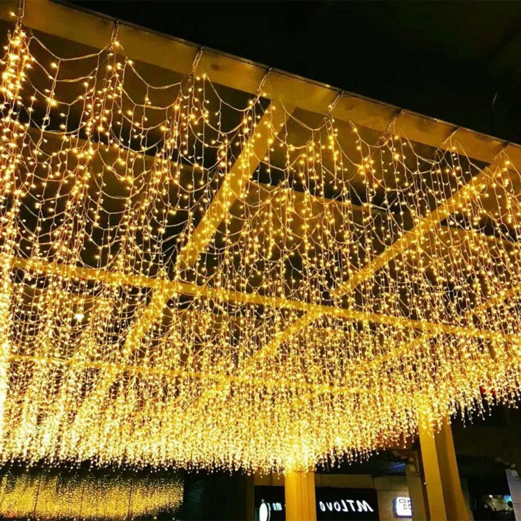 5x0.8m 216LED Icicle Light Extendable Twinkle CurtainString Light Christmas Ligh 