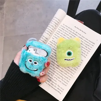 

3D Cute Cartoon Big Eye Plush Earphone Cases for Apple AirPods 1 2 Earpods Silicone Covers Bluetooth Air Pods Protection