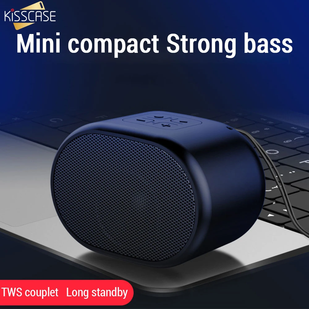 KISSCASE мини HIFI бас Bluetooth динамик TWS5.0 портативный беспроводной Открытый громкий динамик 3D стерео музыка объемный AUX FM TF карта