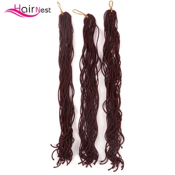 

Hair Nest 18 Inch Crochet Braid Synthetic Braiding Hair Extension Wave Faux Locs Crochet Hair Soft No Shed 30 Roots/pack Black