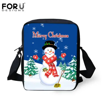 

FORUDESIGNS Children's Messenger Bags Kids School Shoulder Merry Christmas Snow 3D Print Casual Ladies Cross-body Bags Handbag