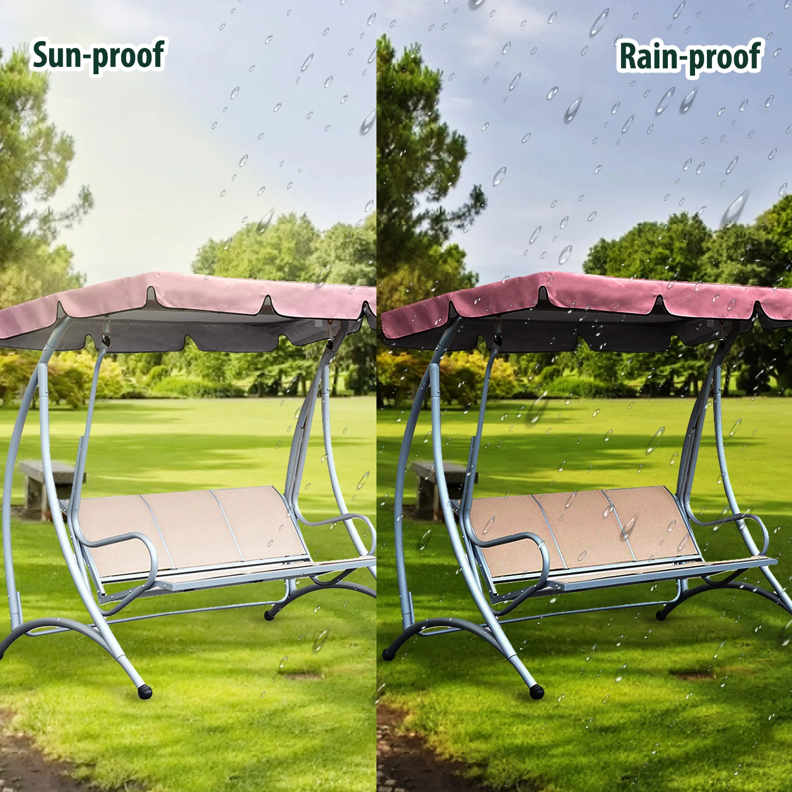 Garden Swing Canopy Top Cover Waterproof Outdoor Swing Chair Hammock Canopy Roof Replacement Chair Sun-shading