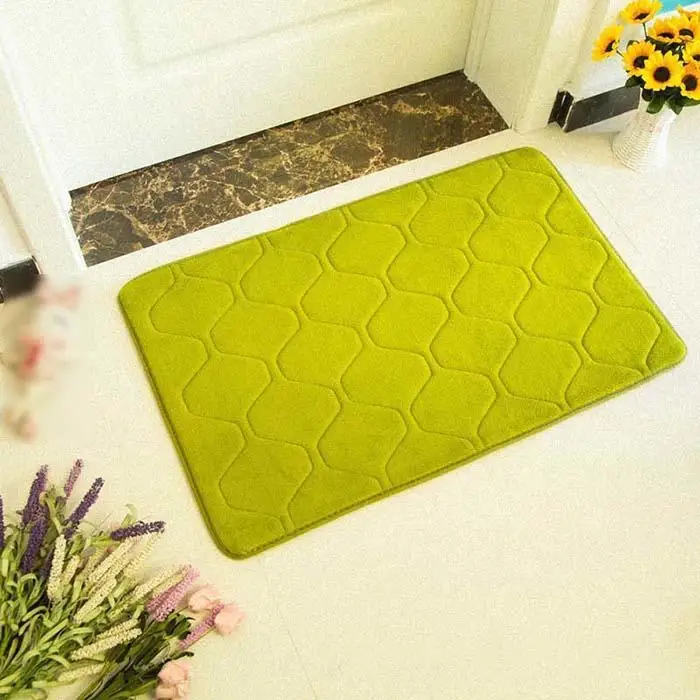 Flannel Floor Mat Flannel Cushion Non-slip Rectangle Bathroom Mat Plaid Home Decorative Rugs