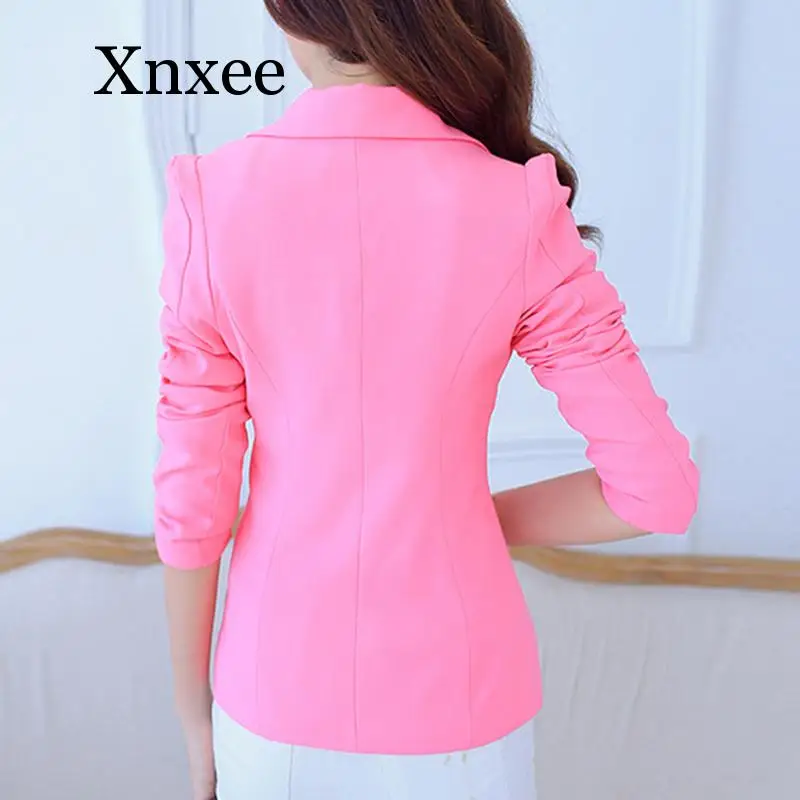 Spring Notched Women's Blazer Black White Office Lady Coat Long Sleeve Blazers Women 2020 Single Button Fashion Workwear Jacket