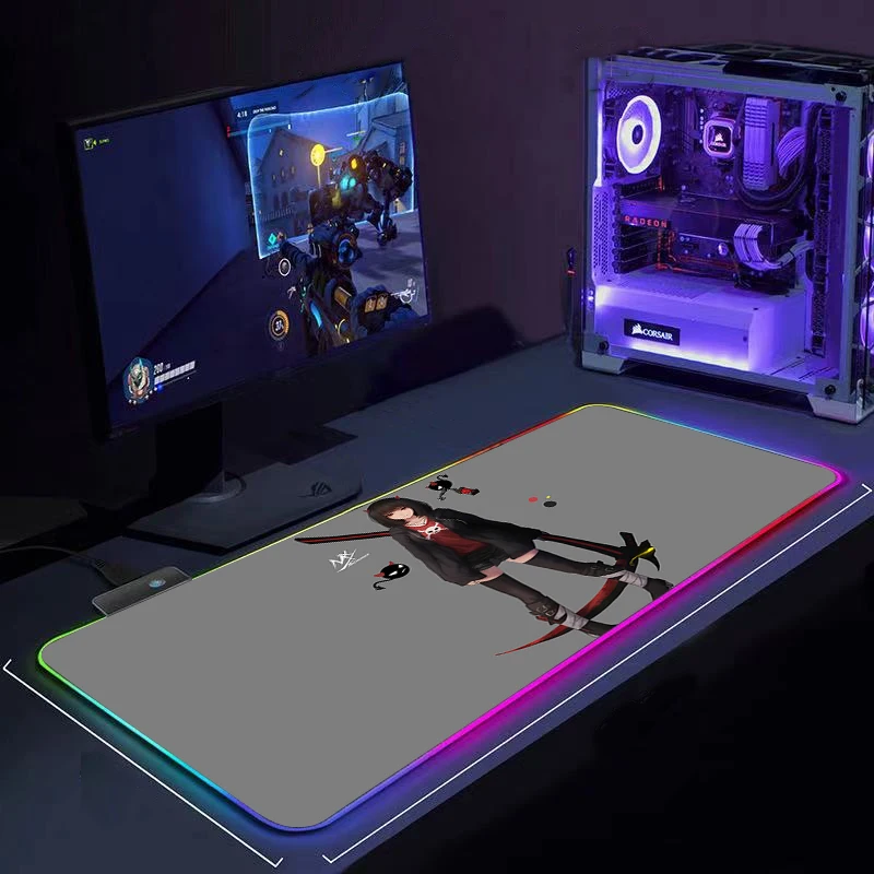 LED Mousepad Gaming Pad Girl Mouse Pad 900x400 Large Keyboard Mats Rubber Speed Desk Pad ROG Computer Rug Laptop Carpet Play Mat