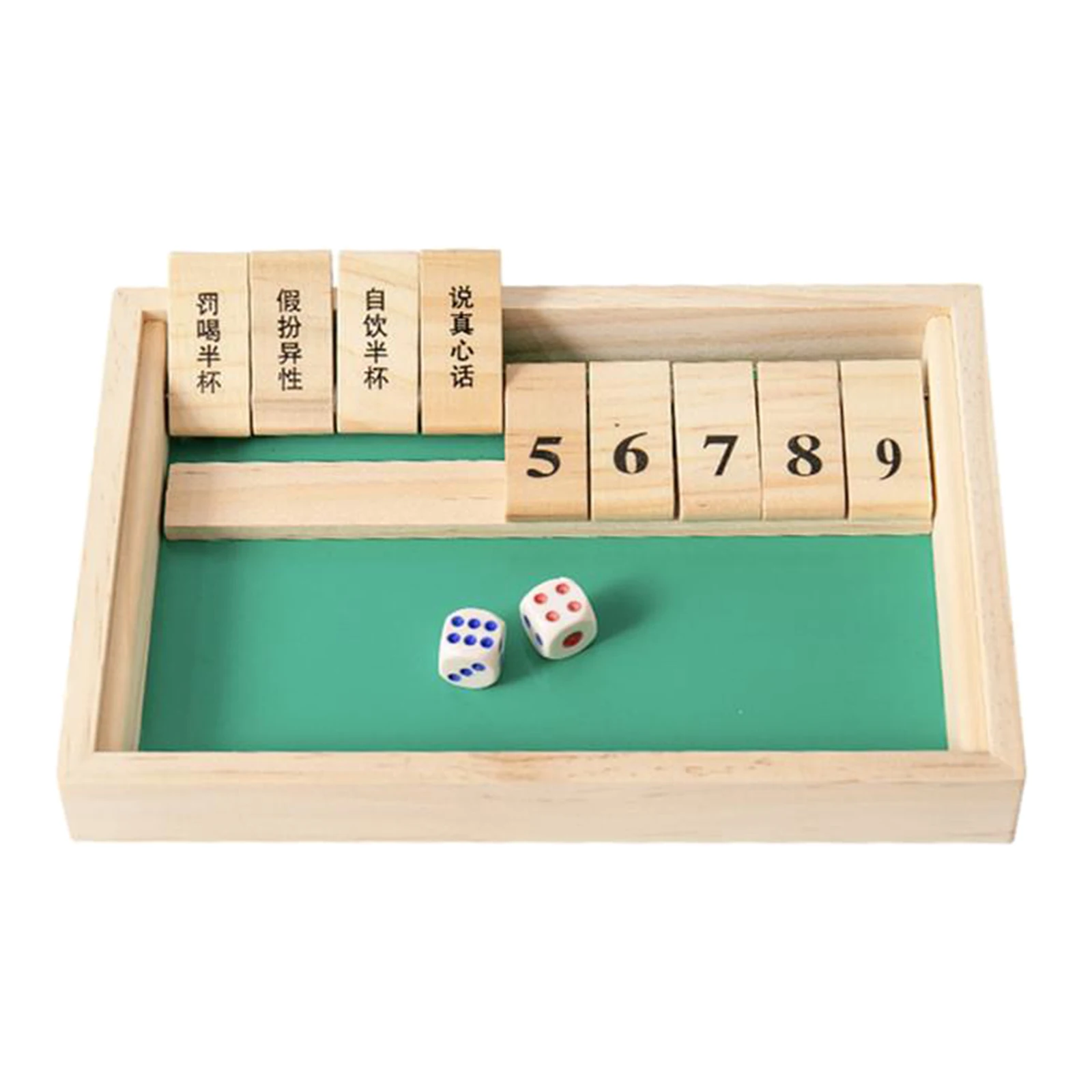 Traditional Classic Deluxe 9 Numbers Wooden Shut the Box Board Game for Kids Adults Friends Club Drinking Toys for 1-2 Player