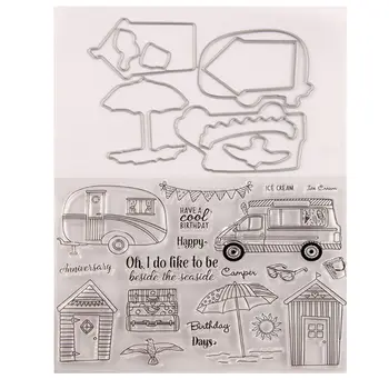

Car House Seal Stamp with Cutting Dies Stencil Set DIY Scrapbooking Embossing Photo Album Decorative Paper Card Craft