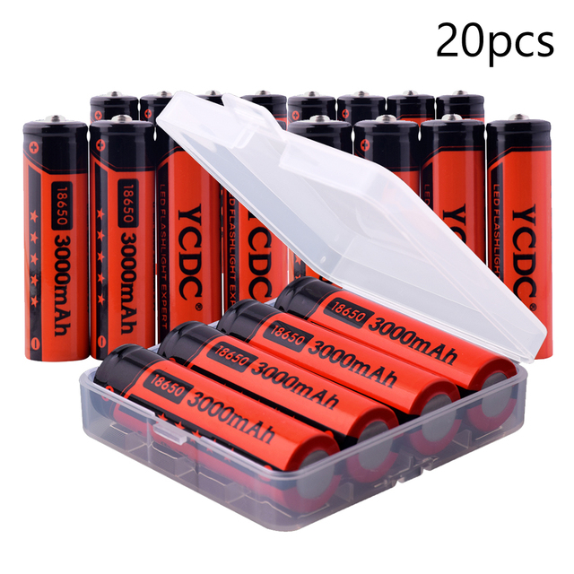 2-20Pcs/box Li-ion 18650 Rechargeable Batteries 3.7V 3000mAh Power Bank Lithium Battery for Charger led Flashlight battery