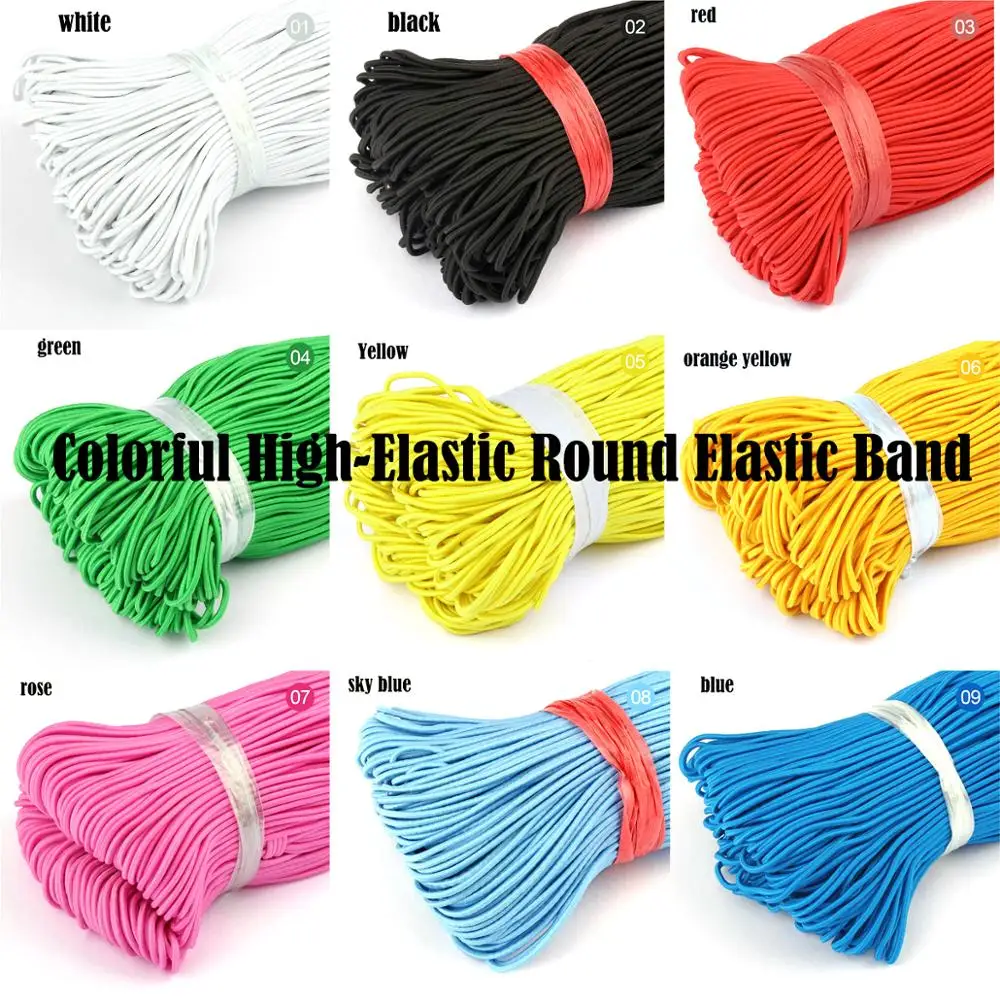 1.5mm colorato elastico tondo ad alta elasticità elastico tondo elastico elastico elastico elastico in Spandex accessori per il cucito fai-da-te