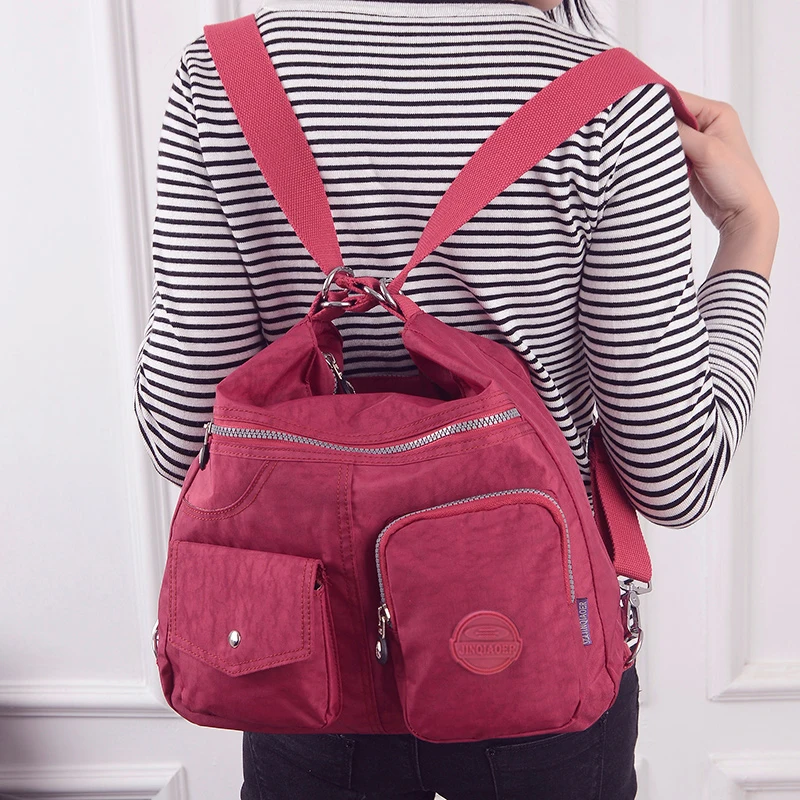  3 in 1 Women Bags Multifunction Backpack Shoulder Bag Nylon Cloth Tote Reusable Shopping Bag Ladys  - 4000118849951