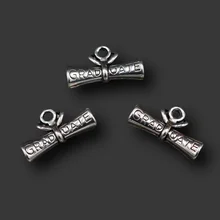 

10pcs Silver Plated Graduation Diploma Pendants Retro Keychain Bracelet DIY Charms For Jewelry Craft Making A1890