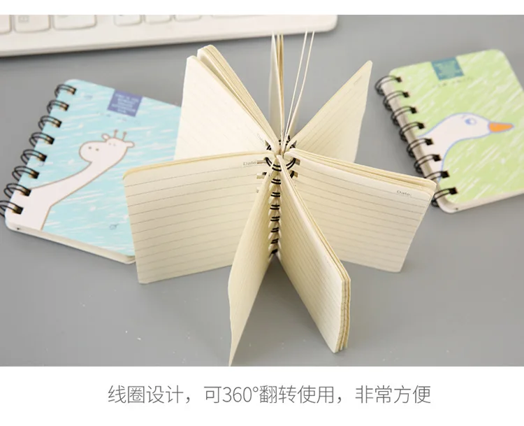 80Page A7 Korea Cartoon Anime Coil Notebook Small Notepad Animal Rollover Office School Learn Supplies Mini Kawaii Diary Journal