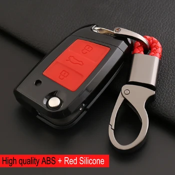 

Super Quality Carbon fiber + ABS Silicon Car Key Cover Case For VW Volkswagen Passat 3 Button key fob Shell Folding Keychain
