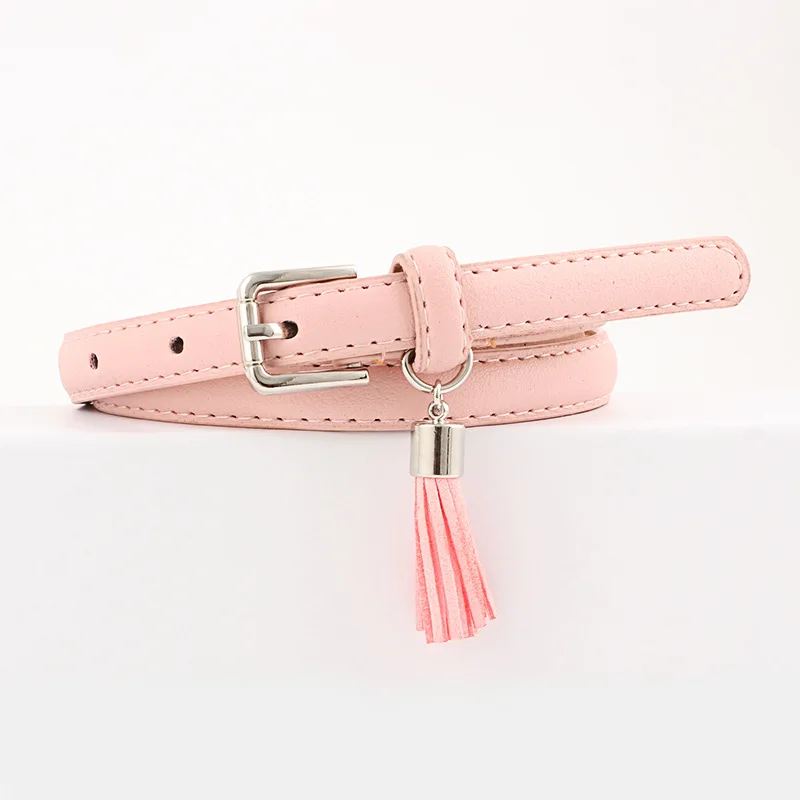 light pink Женские ремни из искусственной кожи, легко застёгивающийся пояс с кистями, женское платье, ремень, однотонный модный пояс, брендовый пояс, тонкий регулируемый - Цвет: light pink