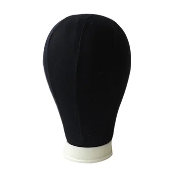

Black Canvas Block Mannequin Head Unisex Hat Wig Display Styling Practice Model Wig Standing Mannequin Head Wig Stand 22inch