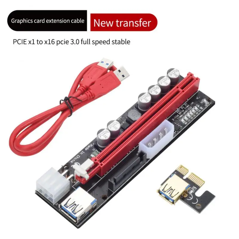 pci-e-pcie-riser-led-riser-pci-express-adapter-6pin-sata-adapter-card-sata-to-usb-30-cable-1x-16x-for-btc-miner-60cm-cables