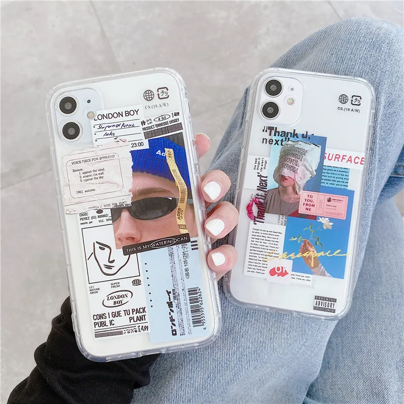 INS Забавный противоударный чехол для телефона с этикеткой Iphone 11 12 Pro Max 7 8 Plus X XR XS