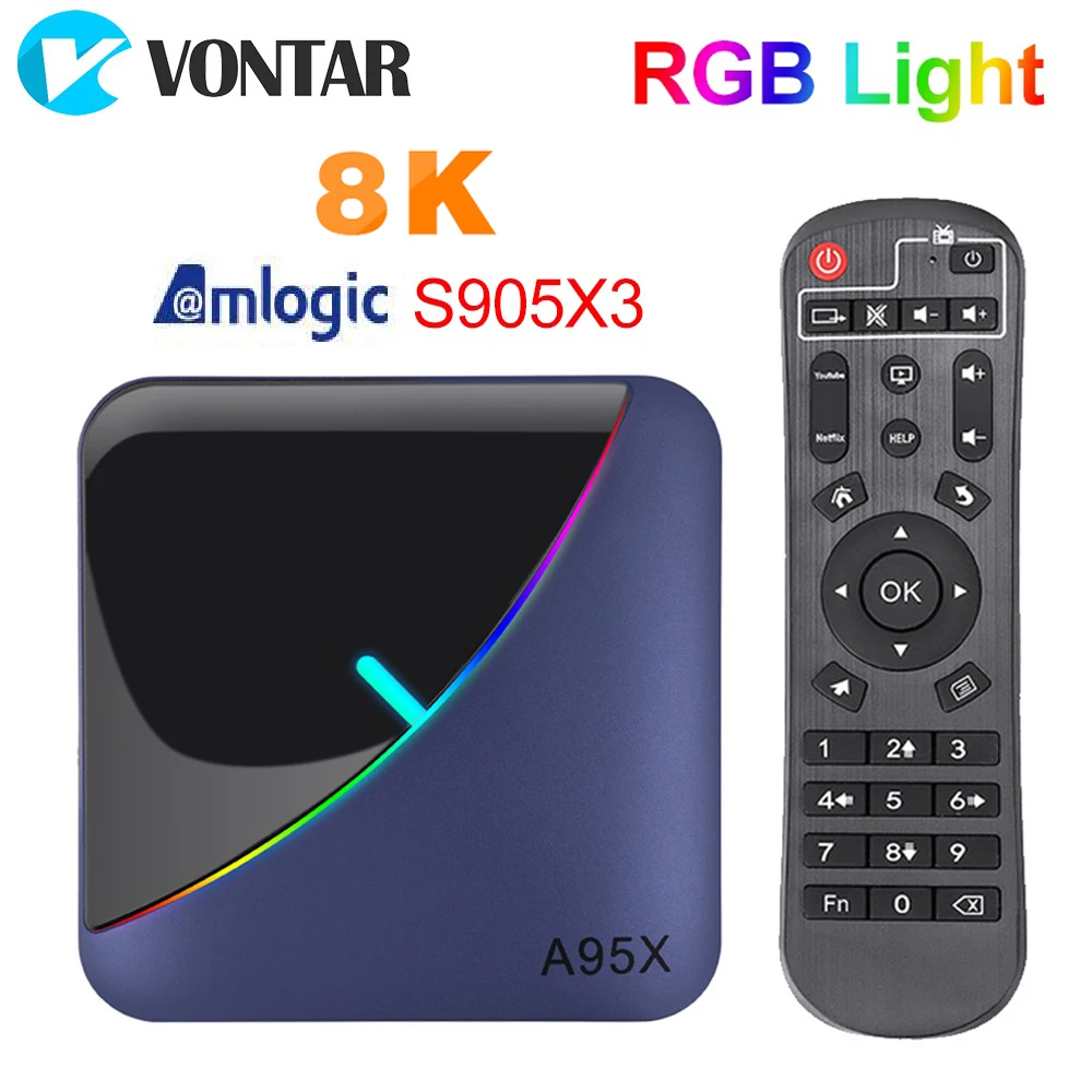 VONTAR A95X F3 RGB Light TV Box Android 9.0 4GB 64GB 32GB Amlogic S905X3 8K 60fps Wifi Media Player A95XF3 X3 2GB16GB TVBOX