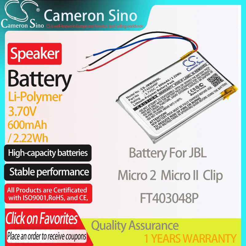 Replacement Battery for JBL FT403048P,Micro 2,Micro II 
