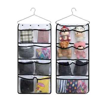 

SPIKG Dual-Sided Hanging Closet Organizer for Underwear, Stocking,Bra and Sock,Mesh Pockets with Metal Hanger (15 Pockets Whi