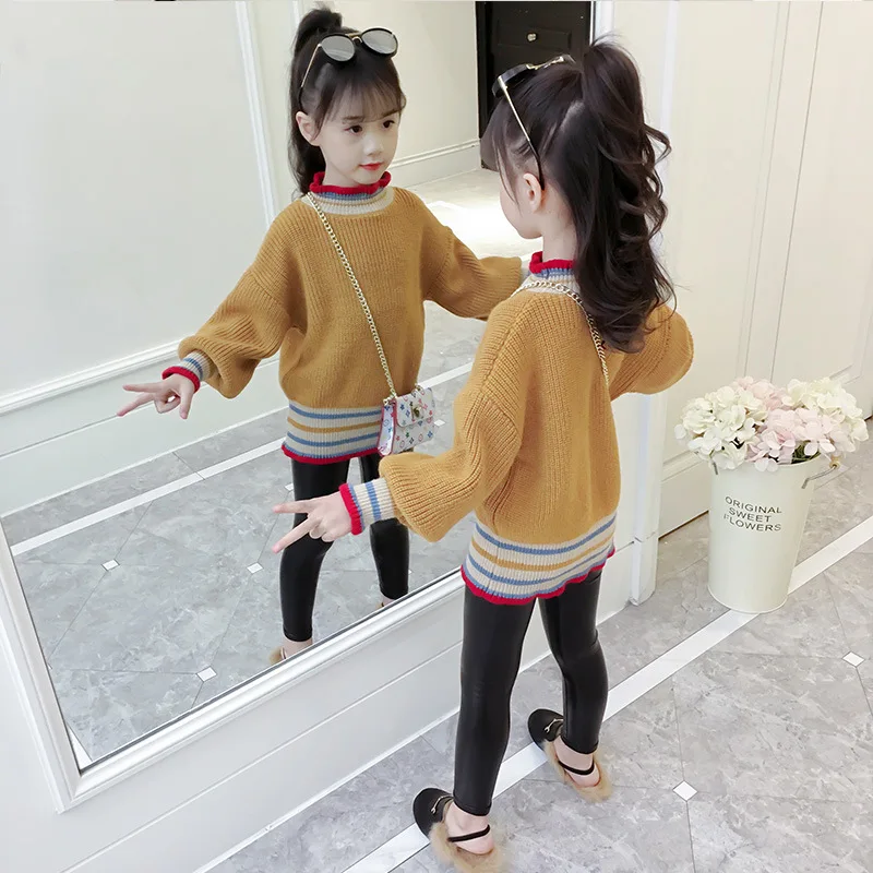 

Childrenswear Girls Autumn Clothing Sweater 2019 New Style Children Western Style Base Shirt Big Boy Spring And Autumn Fashionab