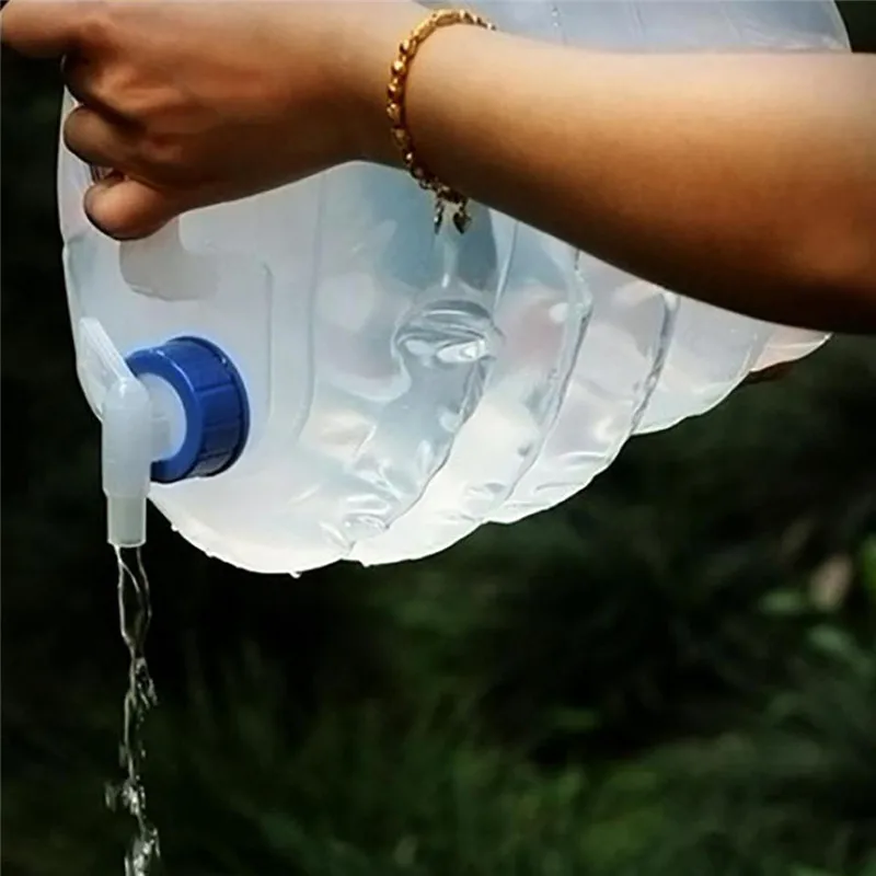 5L 10L 15L Foldable Water Carrier Container Portable Outdoor Water Bucket Collapsible With Tap Camping Pump Bottle