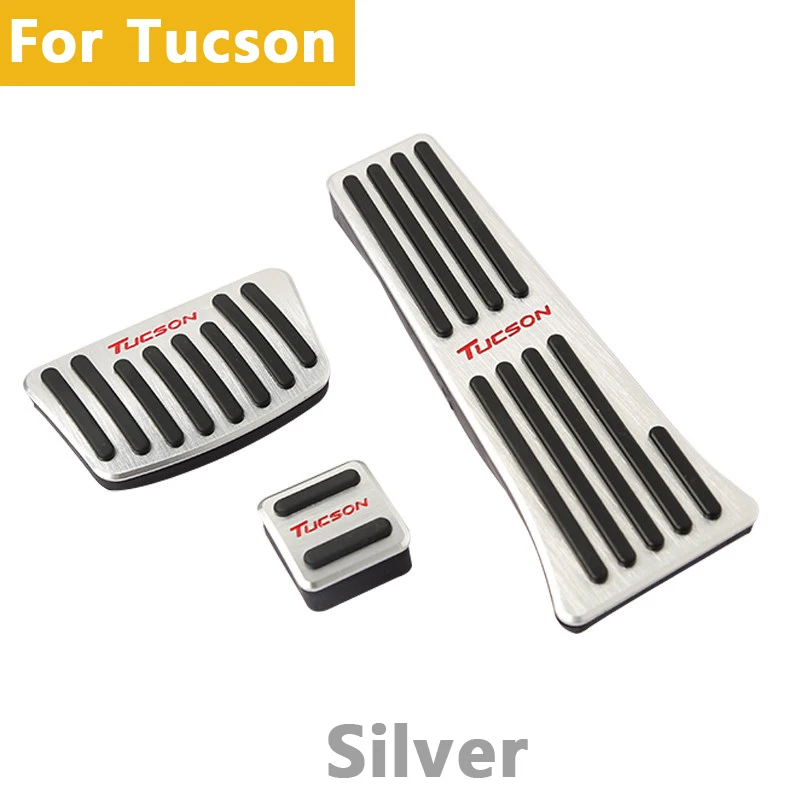 Не сверляющий автомобильный акселератор газ топливный тормоз сцепления педаль чехол для hyundai Tucson аксессуары - Название цвета: Silver