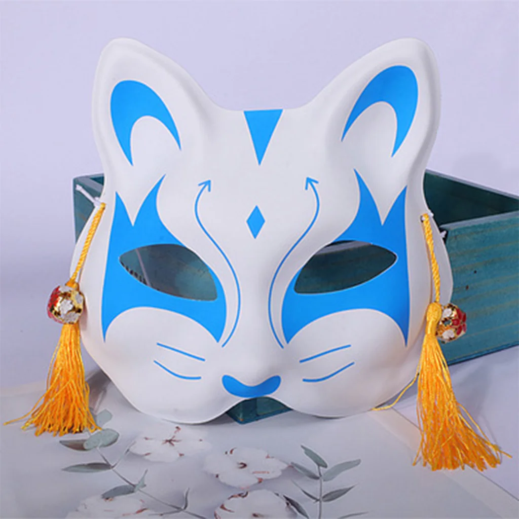 Anime Demon Slayer Foxes Mask Hand-painted Japanese Mask Half Face Mask Festival Ball Kabuki Kitsune Masks Cosplay Prop