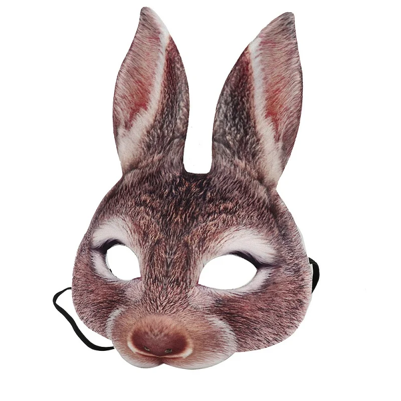 3D Вечерние Маски Животных, черно-белая маска для взрослых, аниме, Маскарадная маска для маскарада, Реалистичная маска кролика с заячьими ушками