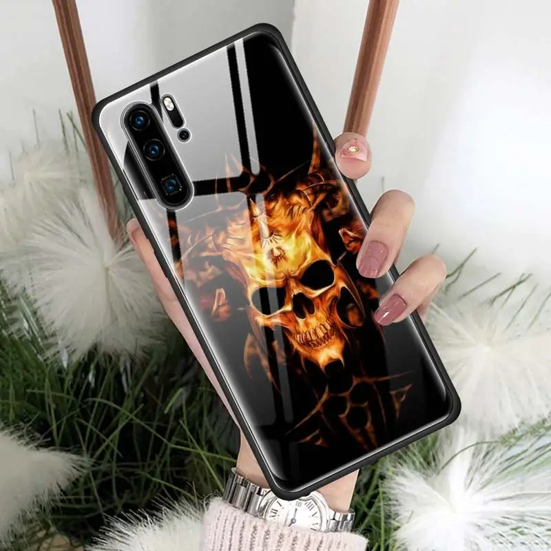 08 Сатанинский череп, чехол из закаленного стекла для huawei P30 PRO P20 P10 mate 10 20 30 Lite Pro Honor 8X9X20 Pro, чехол для телефона - Цвет: 08