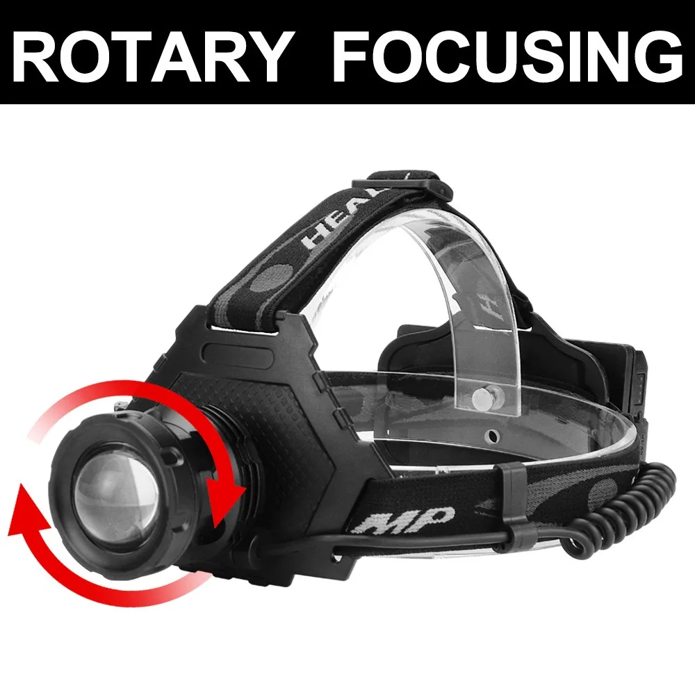 XHP70 LED Headlamp Headlight Reachargable Zoom Torch Lamp 18650 Light