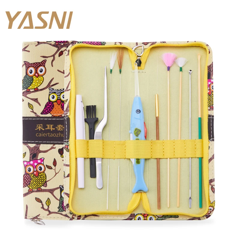 

11pcs/set Ear Picking Tool Set Luminous Ear Spoon Ear Tweezers Ear Nose Navel Stainless Steel Tweezers Earwax Removal Care FS125