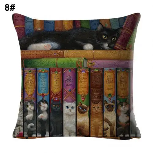 45x45 см Симпатичный книги кошки Подушка Чехол для подушки диван-кровать кафе Офис Подушка Чехол домашнего декора - Цвет: 8