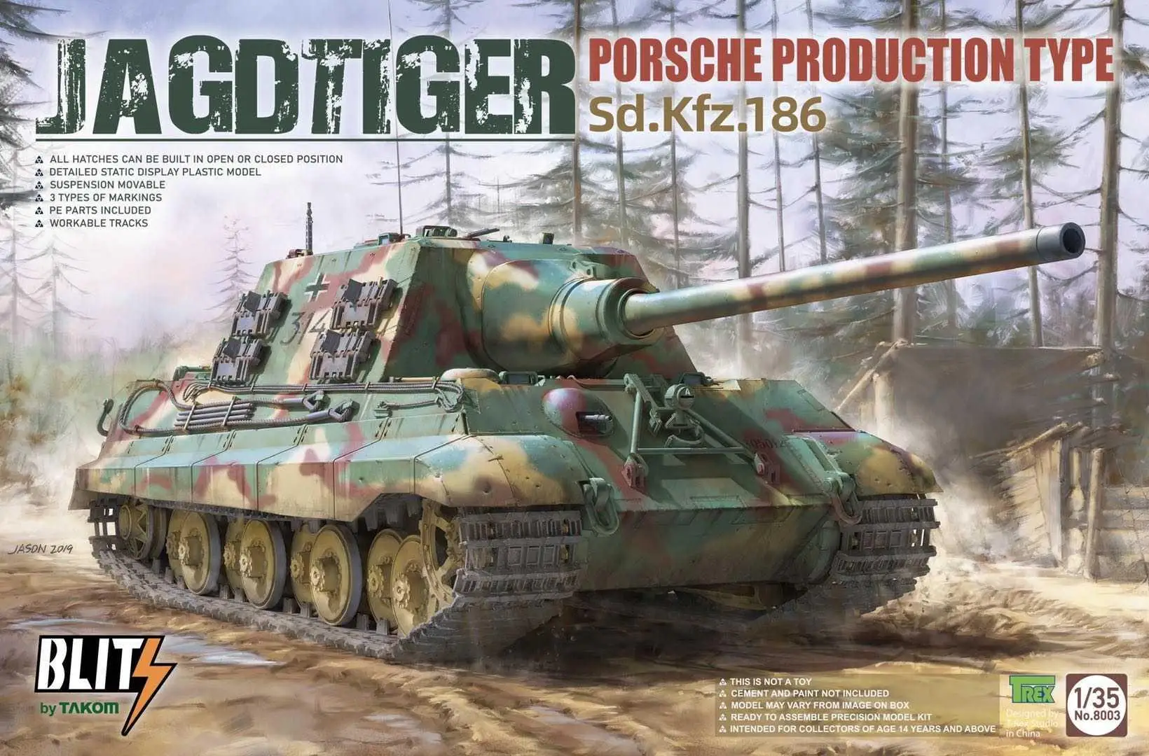 Takom 8003 1/35 cale JAGDTIGER D.KFZ.186 тип продукции PORSCHE 2020 Новинка| |
