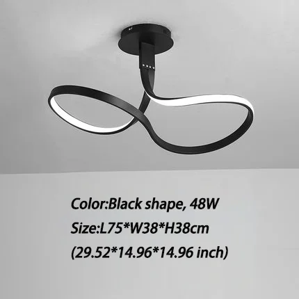 L75W38H38cm 48W Новая акриловая современная светодиодная потолочная черная люстра для гостиной, спальни, дома, Dec lampara de techo, светодиодная современная люстра - Цвет корпуса: L75W38H38cm 48W