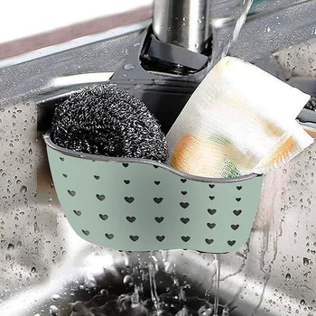 

Kitchen Sink Caddy Sponge Holder Silicone Plastic Soap Holder Hanging Ajustable Strap Faucet Caddy with Drain Holes for Drying