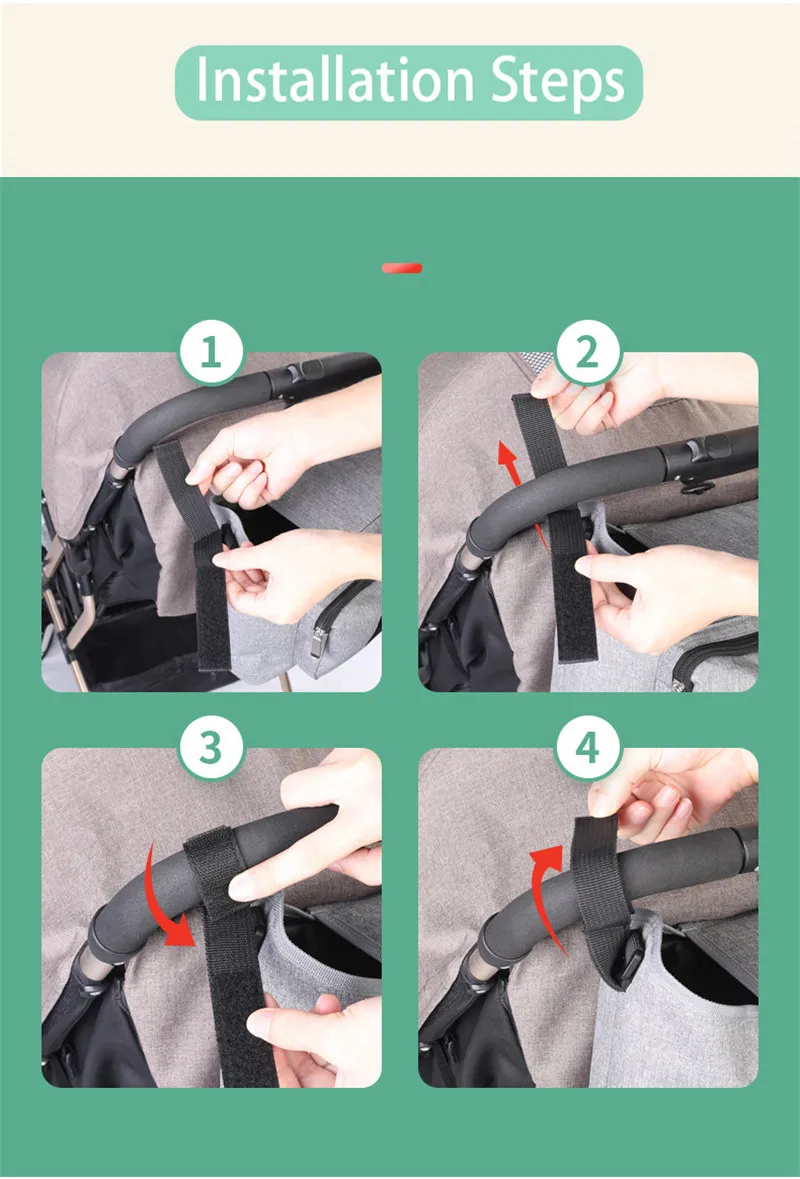 Universal Grey Baby Stroller Organizer With Hook Mommy Travel Diaper Bags Baby Carriage Pram Buggy Cart Bottle Bag Accessories