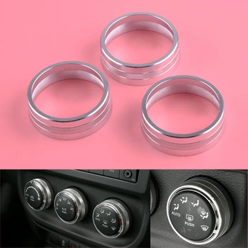 

beler 3Pcs Interior Moulding Air Condition Button Switch Cover Decor Trim Ring Fit For Jeep Wrangler JK Compass Patriot