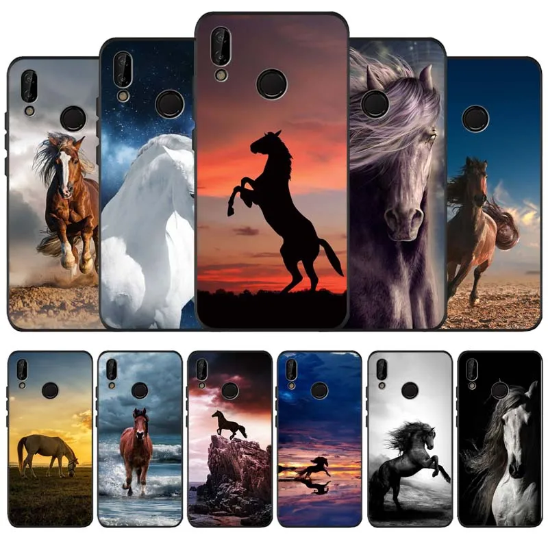 Черный мягкий чехол для телефона running horse Huawei P40 P30 P20 Mate 10 20 30 40 Pro lite Plus P smart 2019 2020 из