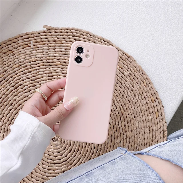 Soft Silicone Candy Colour Phone Case For iPhone 11 12 Pro Max 13Mini Camera Protection XS X XR 7 8 Plus SE2020 Matte Shockproof Pink