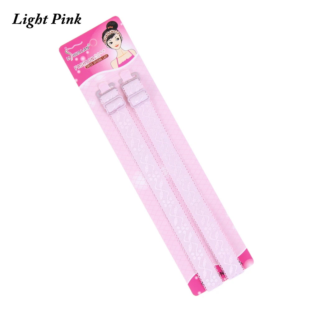 1 пара Регулируемый бюстгальтер ремень замена вышивка плечевой ремень пряжка съемный эластичный зажим для спины аксессуары для бюстгальтера - Цвет: Light Pink