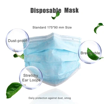 

20Pcs/Lot Three-layer Non Woven Disposable Protective Masks Work Daily Keep Security Face Mask Anti Dust Disposable Mouth Mask