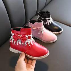 Детские Ботинки martin обувь для девочек детские теплые ботинки модные Нескользящие девушка сапожок с дизайном «Принцесса» Осень Зима